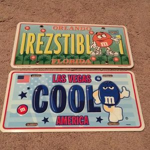 M&M’s decorative license plates.  Set of two.